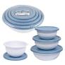 85916/165962-STERILITE BOWL SET 8PC WHITE W/ WASHED BLUE LID