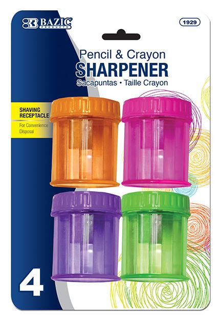Dis-1929-BAZIC Single Hole Sharpener w/ Round Receptacle 4/PK 24/IC 144/C *