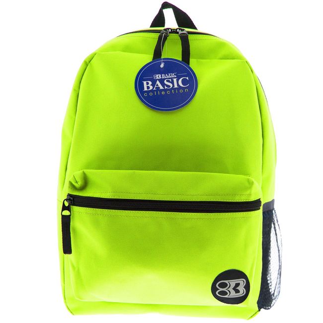 1034-BAZIC 12 16 LIME GREEN BASIC BACKPACK 12/cs