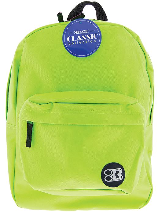 1054-BAZIC 17'' LIME GREEN CLASSIC BACKPACK 12/cs