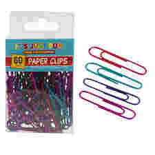 67777-PAPER CLIPS,60pc 1.9" COLRFUL