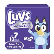 99891 LUVS PLATINUM S7 JUMBO BLUEY 18 CT 4/PK