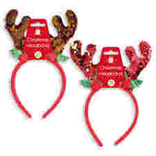 81512X-HEADBAND,9"XMAS REINDEER DSGN