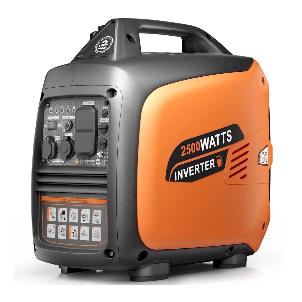 Efurden 2500-Watt Portable Inverter Generator Gas Powered, EPA Compliant, Parallel Capability, CO Shutdown, Low Noise for Camping and Home Use