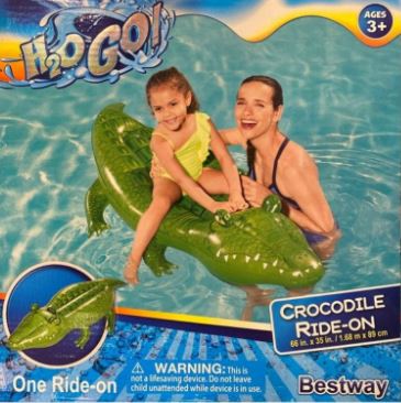 41010E-Crocodile Ride-On 66" x 35" Age 3+ in full color box