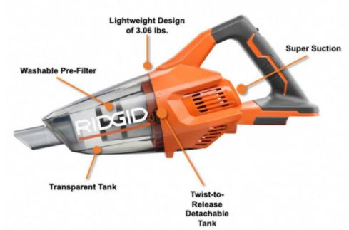 1005139031-Ridgid 18 Volt Cordless Hand Vacuum