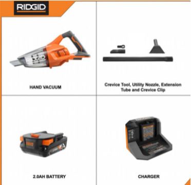 1005139031-Ridgid 18 Volt Cordless Hand Vacuum