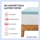 3 Inch Gel Memory Foam Bed Topper with Cooling Mattress Pad, King-Blue