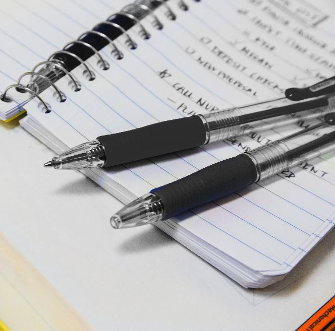 17047 - BAZIC SPENCER BLACK RETRACTABLE PEN W/ CUSHION GRIP