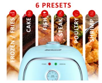 AF-202BL  2QT ELECTRIC AIR FRYER BL/SS 2/C