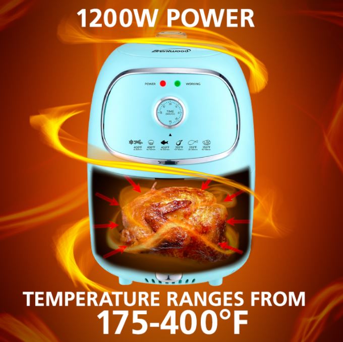 AF-202BL  2QT ELECTRIC AIR FRYER BL/SS 2/C