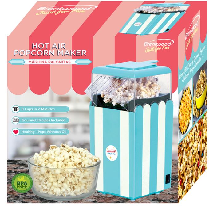 PC-488BL  8 CUP STRIPPED POPCORN MAKER BLUE 6/C