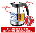 KT-1962BK  1.9QT GLASS KETTLE WITH TEA INFUSER BLK 6/C