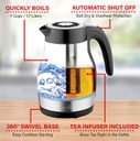 KT-1962BK  1.9QT GLASS KETTLE WITH TEA INFUSER BLK 6/C