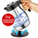 KT-1962BK  1.9QT GLASS KETTLE WITH TEA INFUSER BLK 6/C