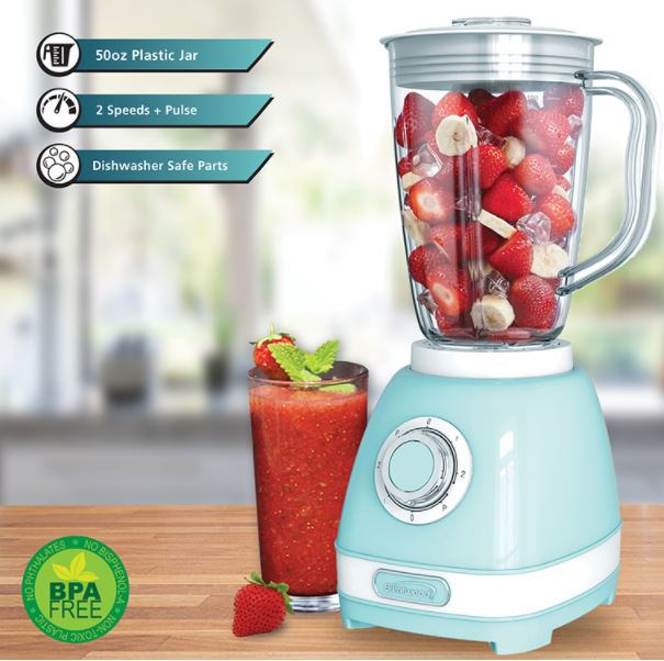 JB-330BL  2-SPEED RETRO BLENDER W/PLASTIC JAR BL 4/C