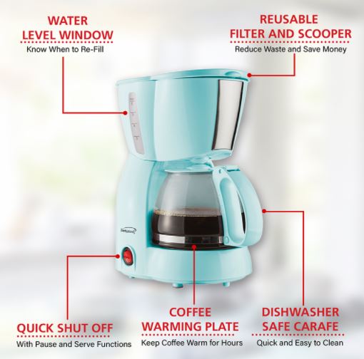 TS-213BL  4 CUP COFFEE MAKER BL 6/C