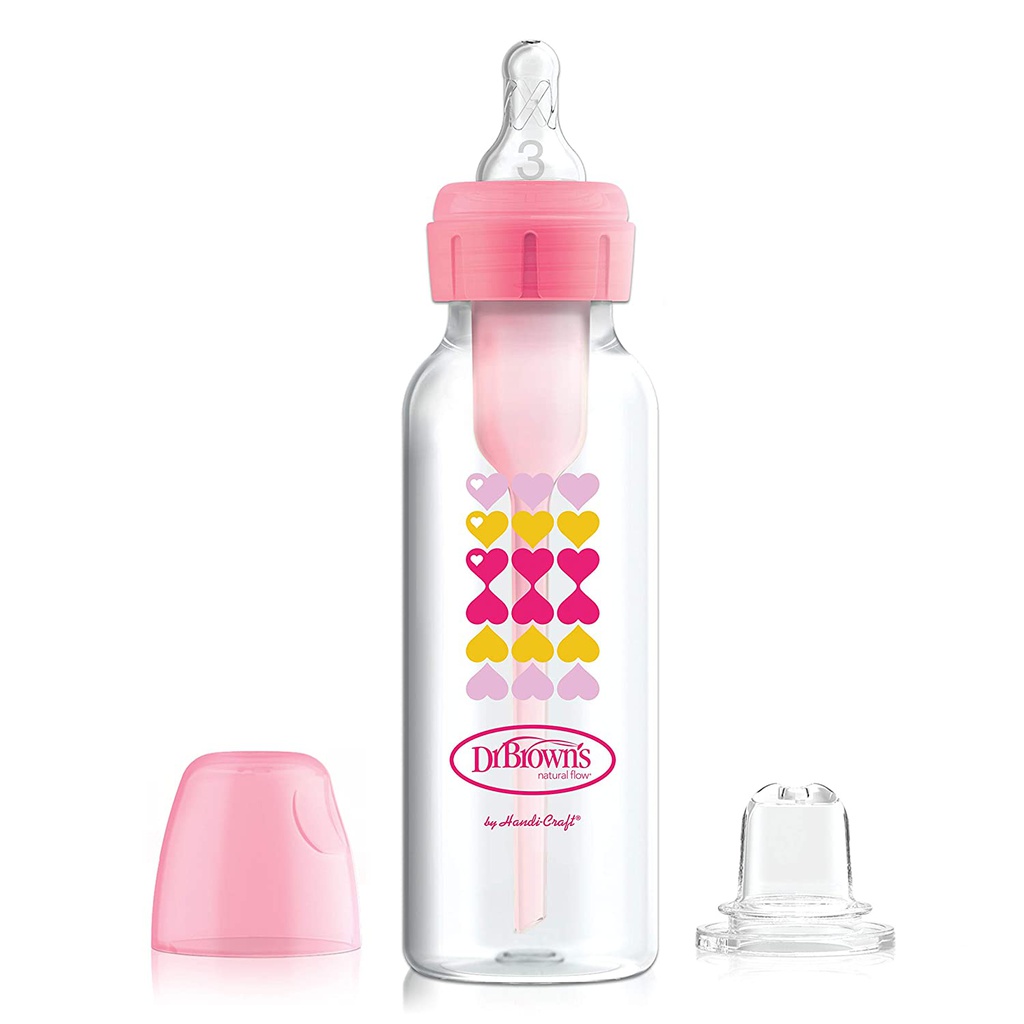 SB8191-P3 8oz/250ml OPTIONS PP NARROW BOTTLE TO SIPPY PINK S