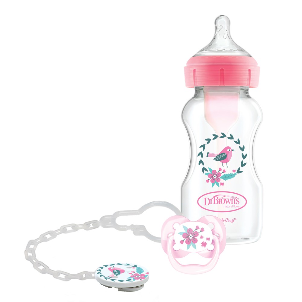 WB91611-INTLX WIDE NECK OPTIONS BOTTLE SOOTHER GIFT SET PINK
