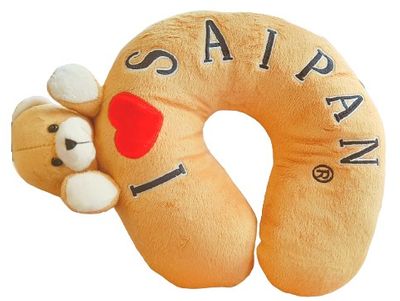 HB-NP02 Plush Bear Neck Pillow w/ I Love Saipan