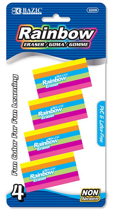 2209 - BAZIC RAINBOW ERASER (4/PACK) 24/IC 72/C
