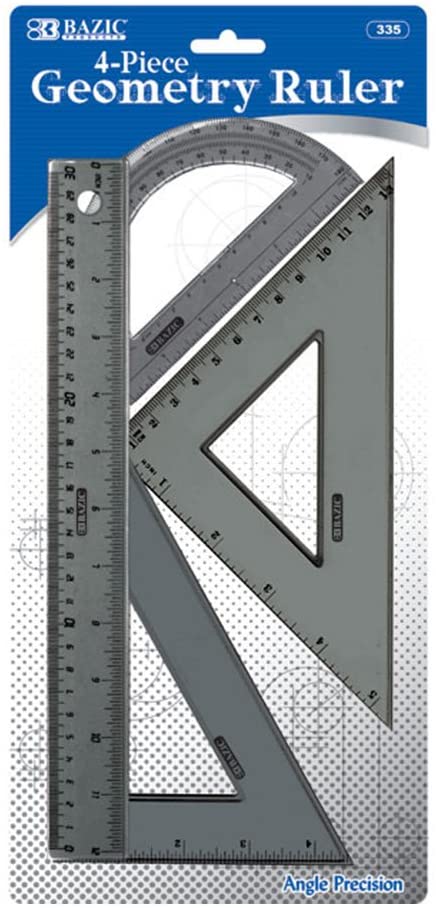335 BAZIC 4-PIECE GEOMETRY RULER COMBINATION SETS