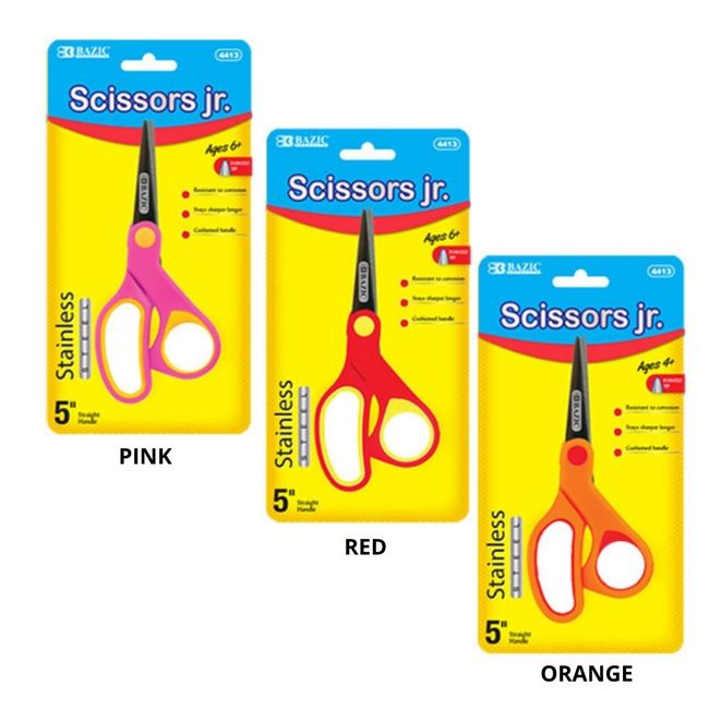 4413-24 BAZIC 5 Soft Grip Pointed Tip Stainless Steel Scissor 24/IC 144/C *