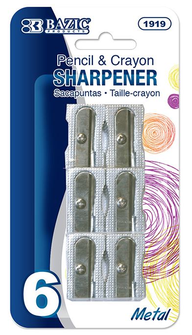 1919-144  BAZIC Single Hole Metal Pencil Sharpener (6/Pack) 24/cs