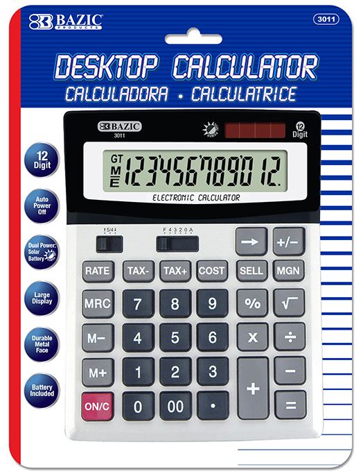 3011-12  BAZIC 12-Digit Desktop Calculator w/ Profit Calculator