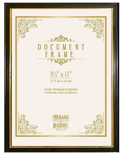 1402-BAZIC 48 8.5X11 DOCUMENT FRAME W/ GOLD BORDER 48/C *