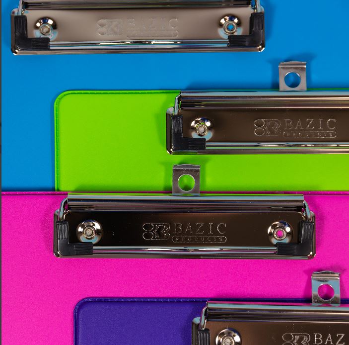 1829-BAZIC Bright Color PVC Standard Clipboard w/ Low Profil 48/cs