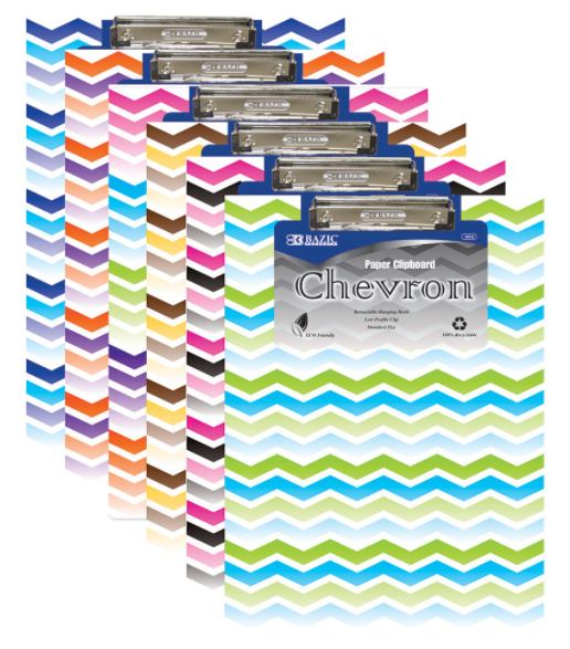 Dis- 1813-BAZIC Standard Size Chevron Paperboard Clipboard w/ Low