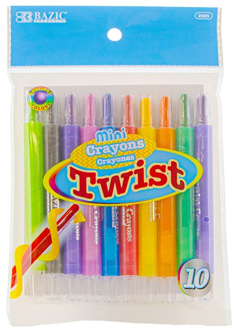 2505-BAZIC 10 Color Mini Propelling Crayons 24/IC 144/C *