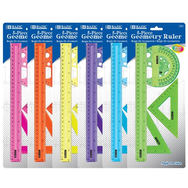 307-BAZIC 5-Piece Geometry Ruler Combination Sets