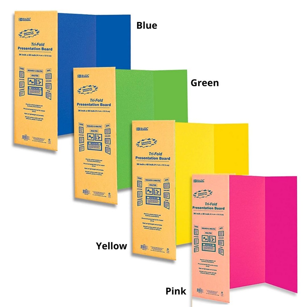 5035-BAZIC 36 X 48 Tri-Fold Corrugated Presentation Board Asstd. Color 24/C