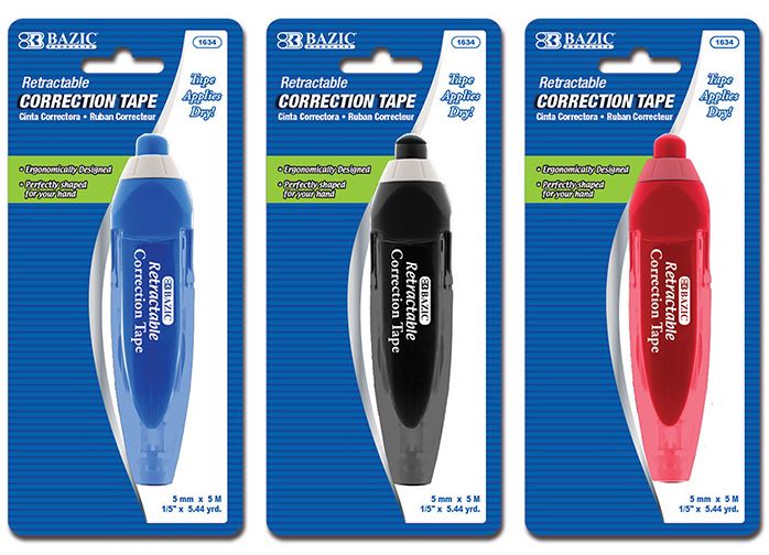 1634-BAZIC Correction Tape 5 mm x 196 Retractable 24/IC 144/C *