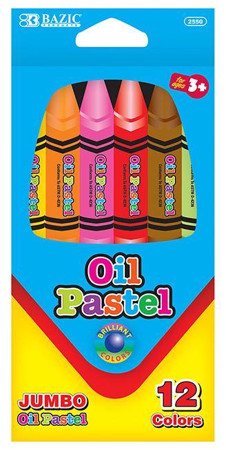 2550-BAZIC 12 Color Jumbo Oil Pastel
