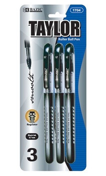 [348628] 1704-BAZIC Taylor Black Rollerball Pen (3/Pack) 24/IC 144/C *