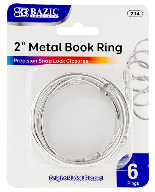 214-BAZIC 2 Metal Book Rings (6/Pack) 24/IC 144/C