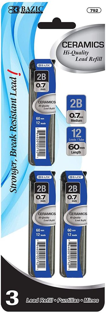 792-BAZIC Mechanical Pencil 0.7mm Ceramics HQ 12Ct. (3pk) 24/IC 288/C *