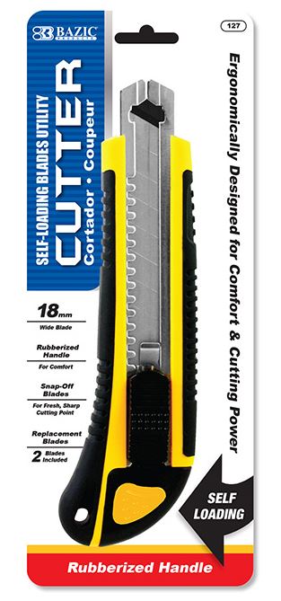 127-BAZIC Heavy Duty Self Loading Cutter w/ Grip + 2 Replace 24/cs