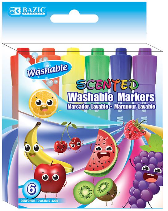 1285-BAZIC 6 Color Washable Scented Markers 24IC/144C