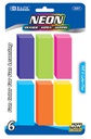 [361547] 2207-BAZIC Neon Bevel Eraser (6/Pack)
