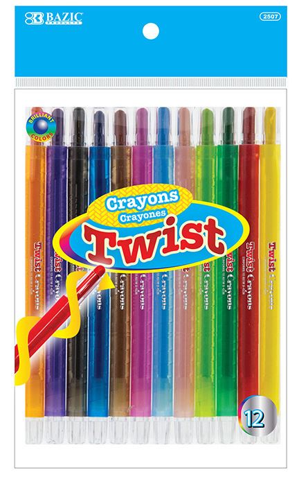 2507-BAZIC 12 Color Propelling Crayons 12/IC 144/C *