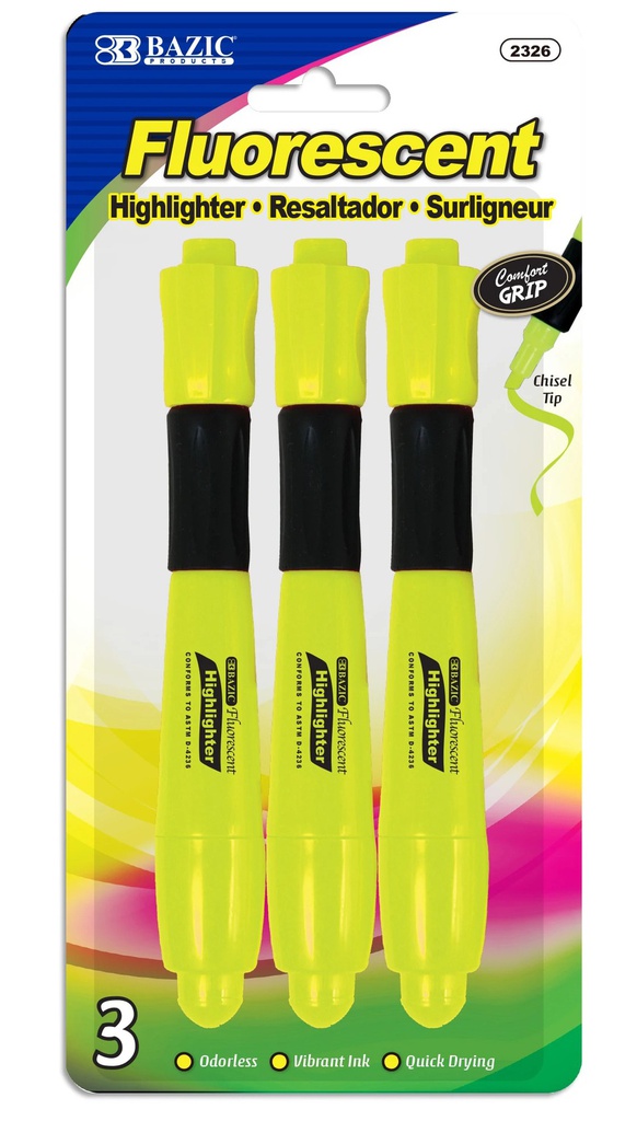 2326-BAZIC Yellow Desk Style Fluorescent Highlighters w/ Cus