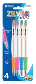 [373152] D-17060-BAZIC Zilver Side Click Oil-Gel Ink Retractable Pen (4