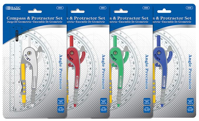 2808-BAZIC Scale-Arm Compass w/ #2 Wood Pencil & 6 Protra
