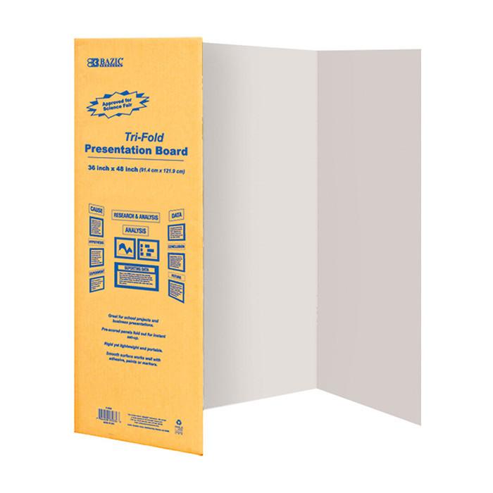 5033-BAZIC 36 X 48 White Tri-Fold Corrugated Presentation 24/cs