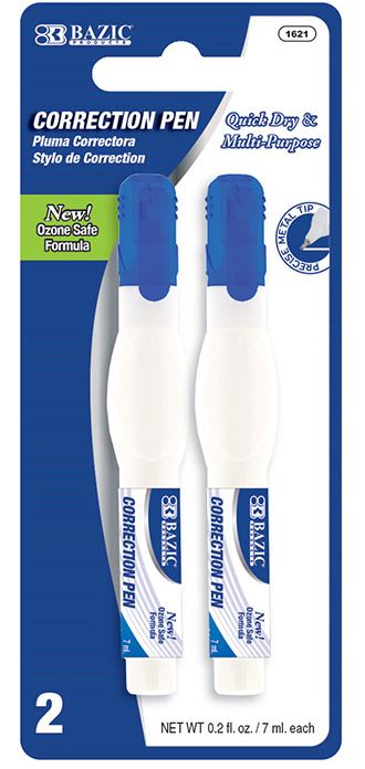 1621-BAZIC 7 ml Metal Tip Correction Pen (2/Pack) 24/cs