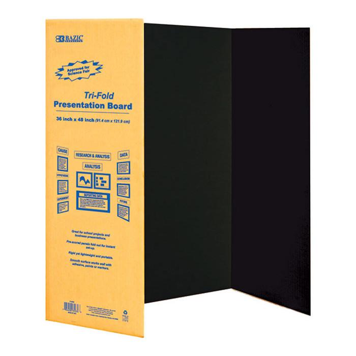 5034-BAZIC 36 X 48 Black Tri-Fold Corrugated Presentation 24/cs